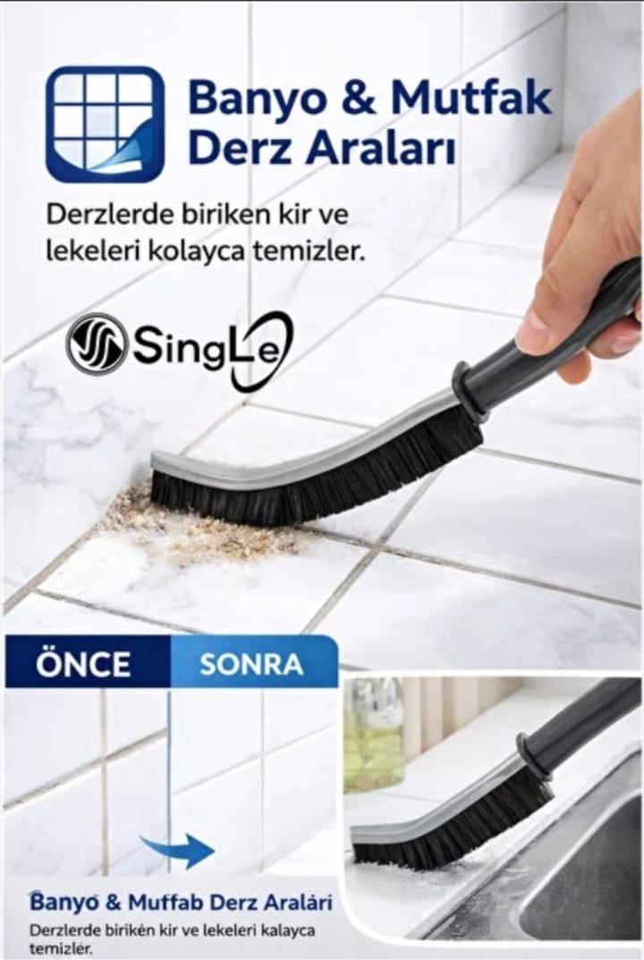 ( 2 ADET ) Çok Amaçlı Multi İnce Temizlik Fırçası Derz Arası Banyo Mutfak Lavabo Detay Temizleme
